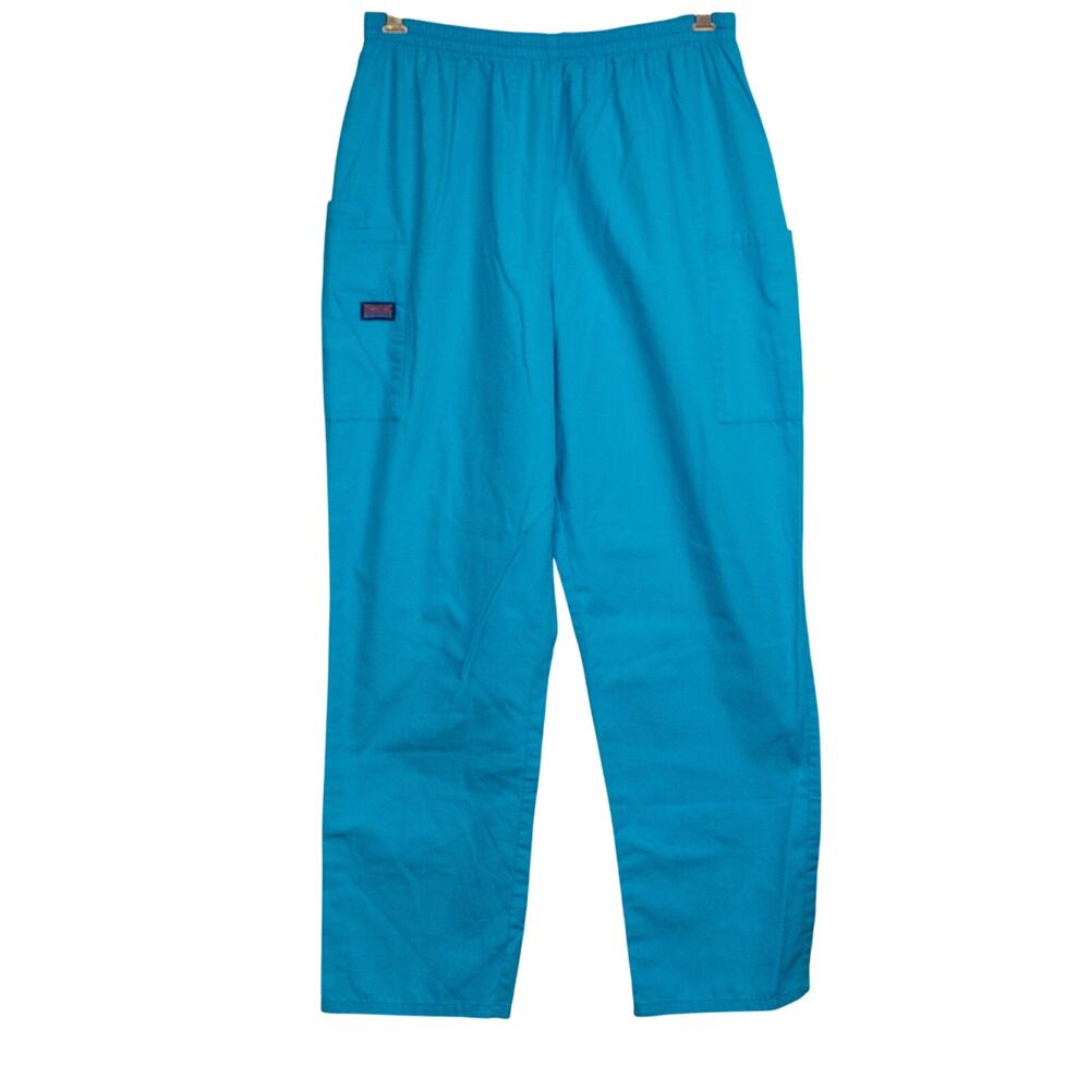 Women's Large Teal CHEROKEE Scrub Pants Poly Cotton Blend Elastic Waist